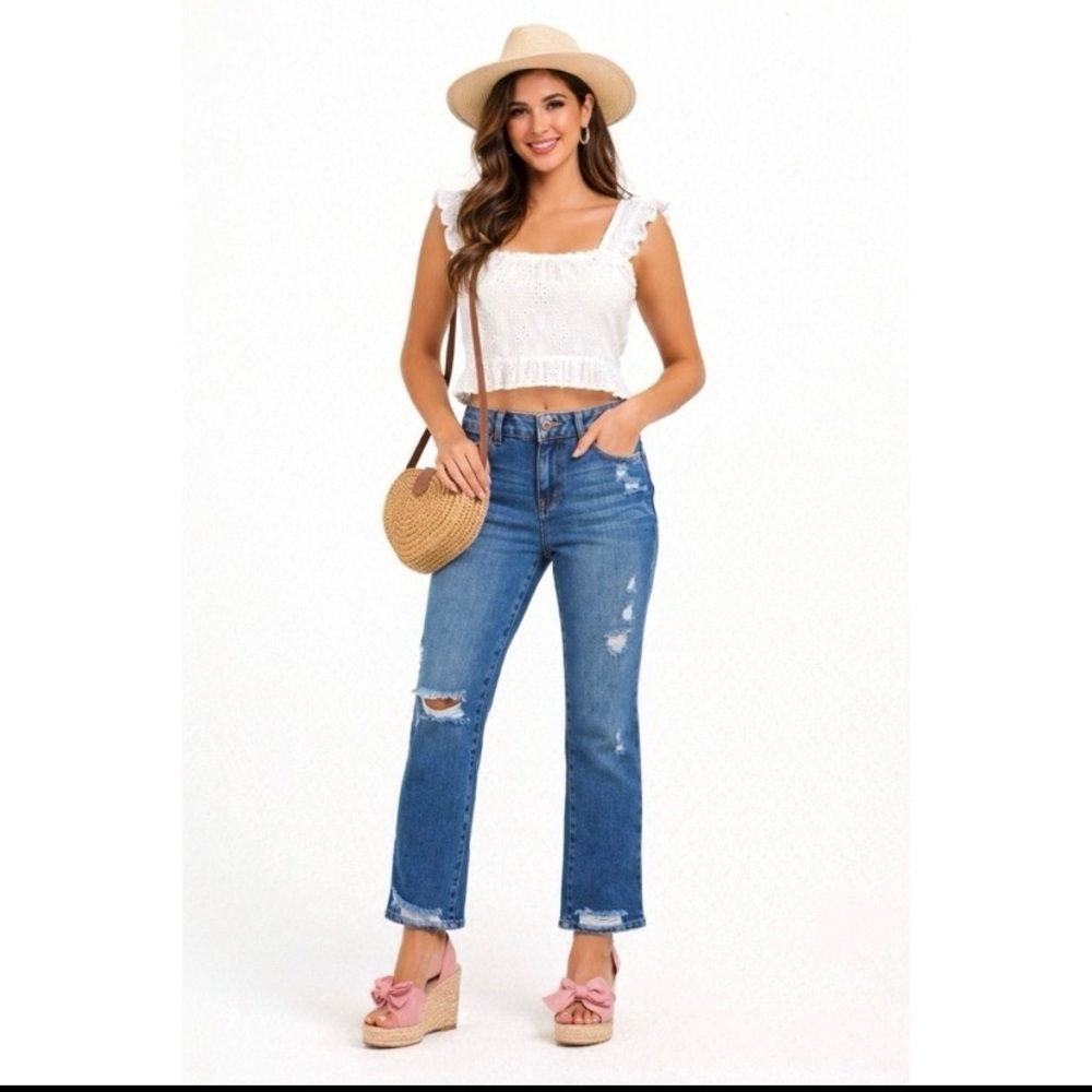 1822 DENIM Ripped Straight Leg Relaxed Jeans - Picture 2 of 12